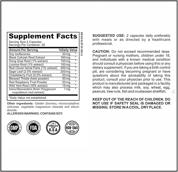 Hormone Balance for Women, Women's Support, Menopause & PMS Support, with Black Cohosh, Vitex Berry & Dong Quai - 30 Serves