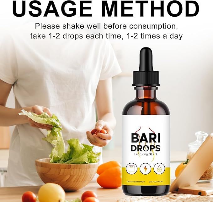 Bari Drops,Hunger & Metabolism Support Drops Featuring GLP-1, Fitness & Active Living, Supplement Drops