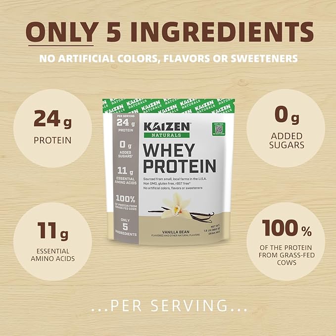 Whey Protein. Grass-fed Whey, Lactose Free, Gluten Free, Non-GMO, No Artificial Ingredients, 5.7g BCAA, 2.7g Leucine, EAA 11.9, Locally Sourced/Minimal Ingredients, 22 Servings, 1.5lb