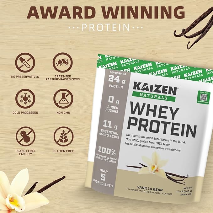 Whey Protein. Grass-fed Whey, Lactose Free, Gluten Free, Non-GMO, No Artificial Ingredients, 5.7g BCAA, 2.7g Leucine, EAA 11.9, Locally Sourced/Minimal Ingredients, 22 Servings, 1.5lb