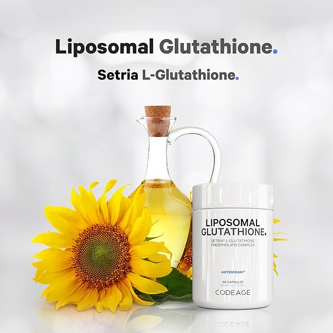 Codeage Liposomal Glutathione Supplement - Pure Reduced Setria L-Glutathione, Liposomal Delivery, Phospholipid Complex - Encapsulated Glutathione Powder Pills - Vegan, Non-GMO - 60 Capsules