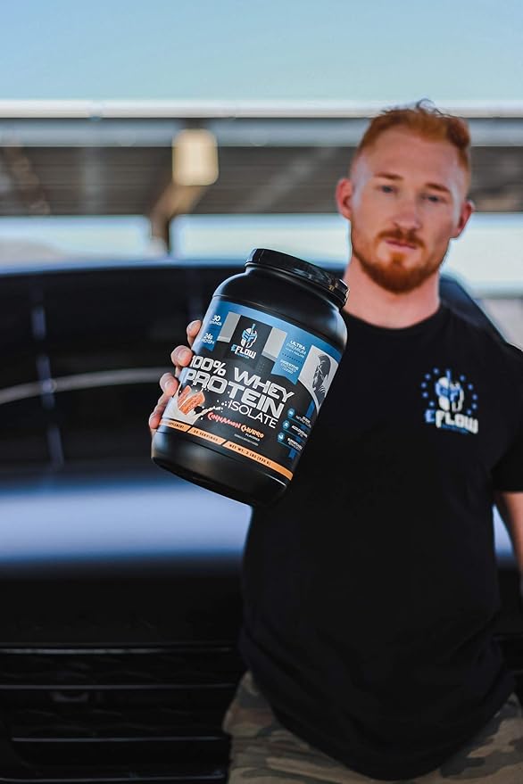 eFlow Nutrition 100% Whey Protein Isolate - Lactose-Free Digestive Enzymes Added, Low Carb, Post Workout Shake, Fast Digesting for Optimal Muscle Recovery - Cinnamon Churro (26 Servings)
