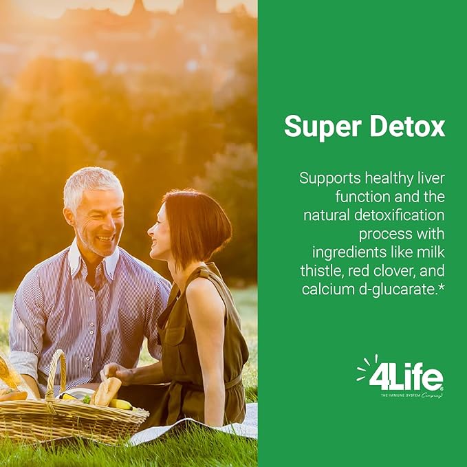 4Life Super Detox - Dietary Supplement Supports Detoxification and Healthy Liver Function - Supplement Formula with Artichoke, Calcium D-Glucarate, and Milk Thistle - 60 Capsules