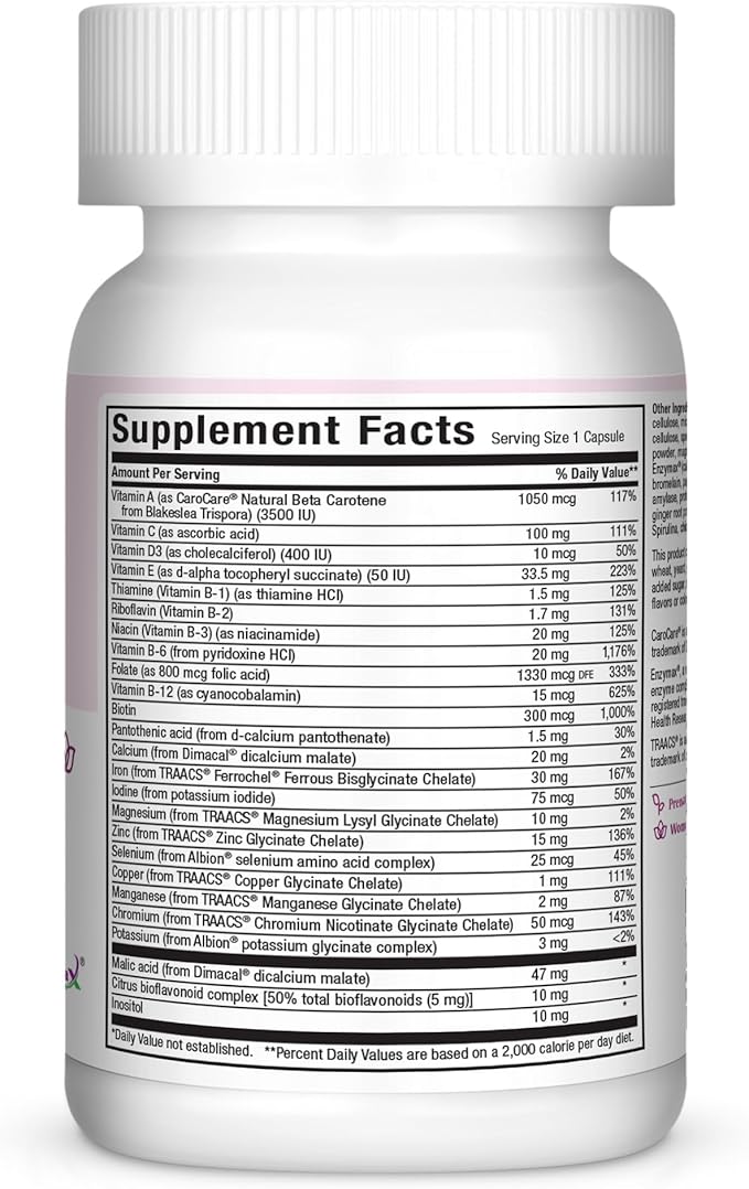 Prenatal Vitamins for Women – Complete Pregnancy Multivitamin with Folic Acid, Iron, Vitamin D3, B12, Zinc & Biotin – Daily Prenatal Support Before, During & After Pregnancy – 120 Capsules