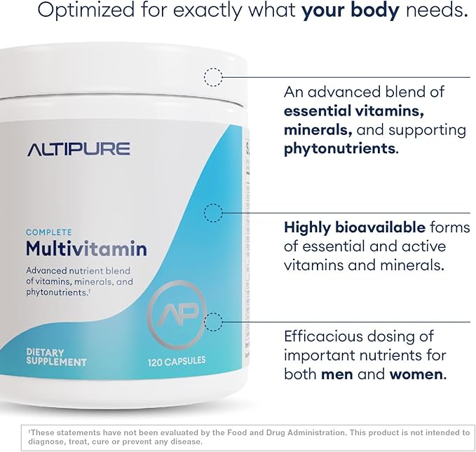 ALTIPURE™ Complete Multivitamin, Gluten-Free, Dairy-Free, Heart, Bone, Eye and Brain Health, Immune Function, 120 Capsules