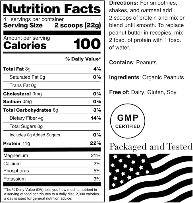 Norcal Organic Peanut Butter Protein Powder - 2lb | Vegan, Low-Cal, 11g Protein | from Southwest Texas Organic Farms