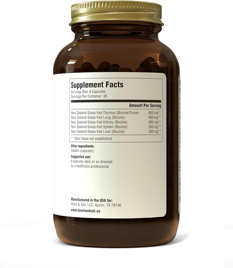 HEART & SOIL Histamine and Immune Support – 3000mg DAO Enzyme Supplements with Bovine Thymus, Selenium & Vitamin A – Non-GMO, Allergen-Free – 180 Capsules