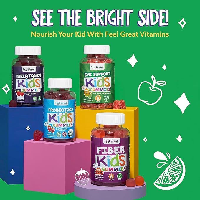 Feel Great Kids Gummy Vitamins for Eyes | Essential Eye Vitamins Lutein and Zeaxanthin | Mango Flavored Vegan Eye Vitamins for Kids | Gluten Free | 60 Day Supply