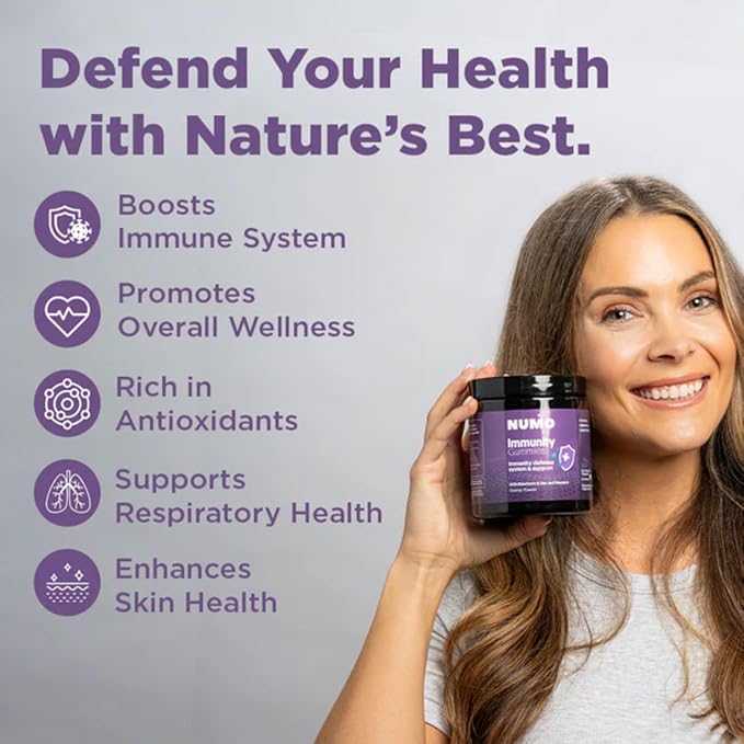 Numo Elderberry Gummies - Immune System Support with Antioxidants Supplement - Complete Formula with Sambucus Fruit, Vitamin D3, Zinc, Vitamin C, Probiotics - Organic, Vegan & Kosher - 60 Count