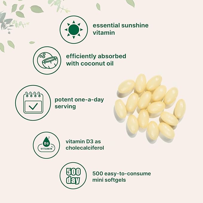 Micro Ingredients Vitamin D3 5,000 IU | 500 Softgels with Virgin Coconut Oil for Better Absorption | Vitamin D as Cholecalciferol | Supports Calcium Absorption, Bone, Immune, & Heart Health