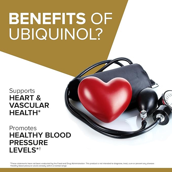Qunol Ubiquinol CoQ10 100mg Softgels, Ubiquinol - Active Form of Coenzyme Q10, Antioxidant for Heart Health, Healthy Blood Pressure Levels, Beneficial to Statin Users, 60 Count