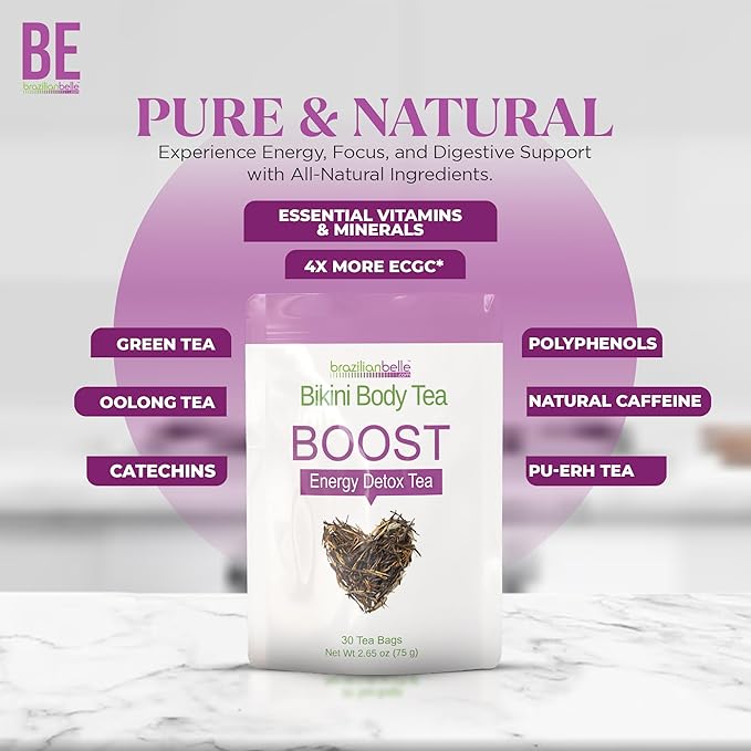 Bikini Body Detox Tea for Women. Enhances Energy, Digestion, Focus Natural Caffeine (30 Ct)