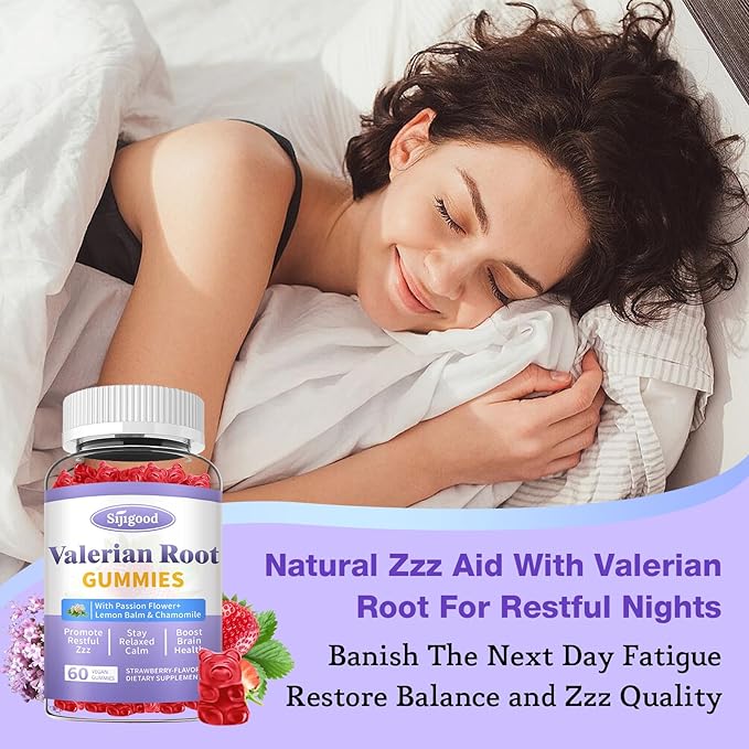 2 Pack Valerian Root Gummies Organic, Valerian Root Supplement for Zzz, Relaxation & Calm, Natural Herbal Supplement for Men & Women, Melatonin Free, Vegan, Non-GMO, Strawberry Flavor, 60 Count