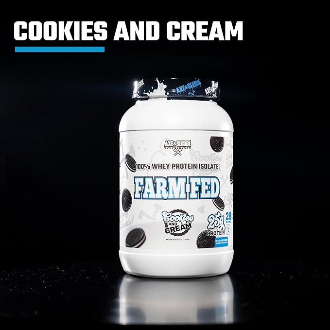 Axe & Sledge Supplements Farm Fed 100% Whey Protein Isolate with Digestive Enzymes (Cookies & Cream V2)