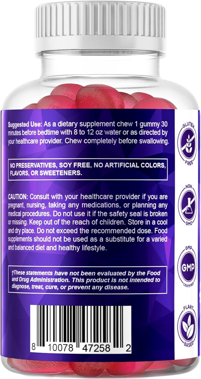 Vitamatic Sugar Free Melatonin 30mg per Gummy - 60 Servings - 60 Vegetarian Gummies - Non-Habit Forming Supplement (60 Count (Pack of 3))