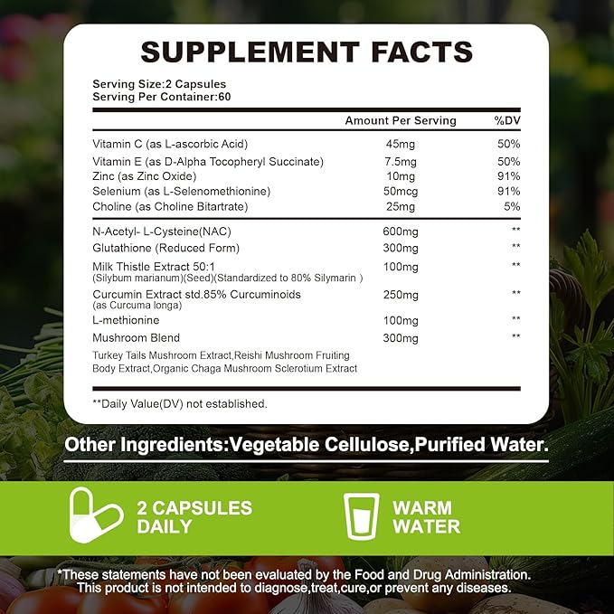 NAC Supplement, All-in-1 N-Acetyl Cysteine 600mg with Glutathione, Milk Thistle & Selenium, Augmented NAC for Men & Women, Muscle Growth, Enhance Energy, Immune & Detox Support, 120 Capsules