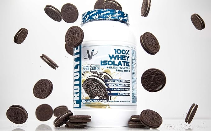 VMI Sports | ProtoLyte Whey Isolate Protein Powder | Low Calorie Whey Protein Powder for Weight Loss | Protein Powder for Muscle Gain | Digestive Enzymes | Non-GMO (Milk and Cookies, 1.6 Pounds)