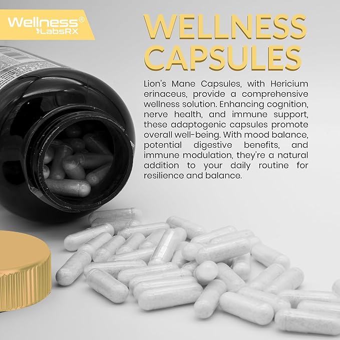 Lions Mane Supplement Capsules - 120 Count - Mushroom Supplement, Brain Supplements for Memory and Focus, Lion's Mane Mushroom Capsules - Cognitive and Immune Support, Focus Supplement - Pack of 2