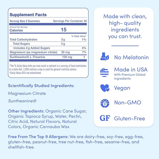First Day Kids’ Nighttime Reset Calming Magnesium Gummies – Sleep Aid to Support Calm & Relaxation – Bedtime Supplement with Magnesium Citrate, Suntheanine & No Melatonin – 30-Day Supply