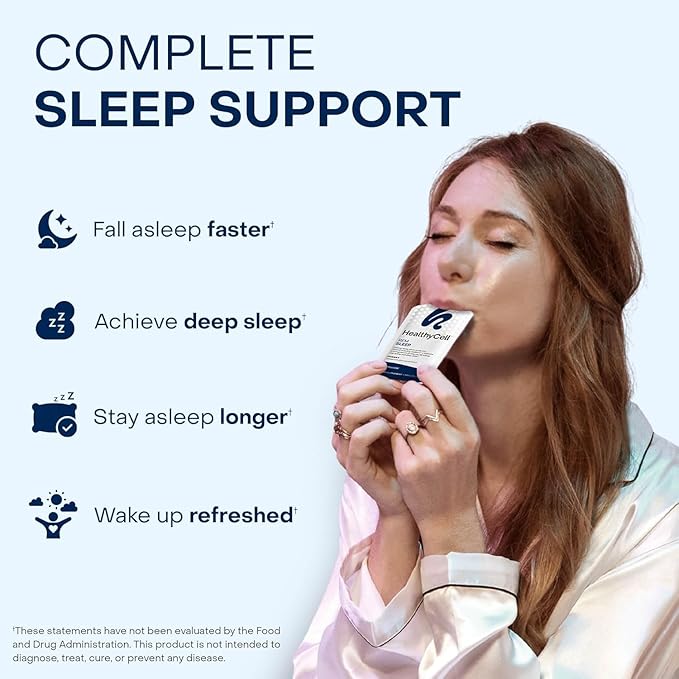 HealthyCell REM Sleep - Liquid Gel Extra Strength Sleep Supplement for Adults - Melatonin, Magnesium, GABA, L-theanine Supplement - Maximum Absorption - 14 Gel Packs