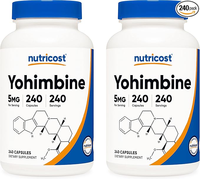 Nutricost Yohimbine HCl 5mg, 240 Capsules (2 Bottles) - Extra Strength - Gluten Free & Non-GMO
