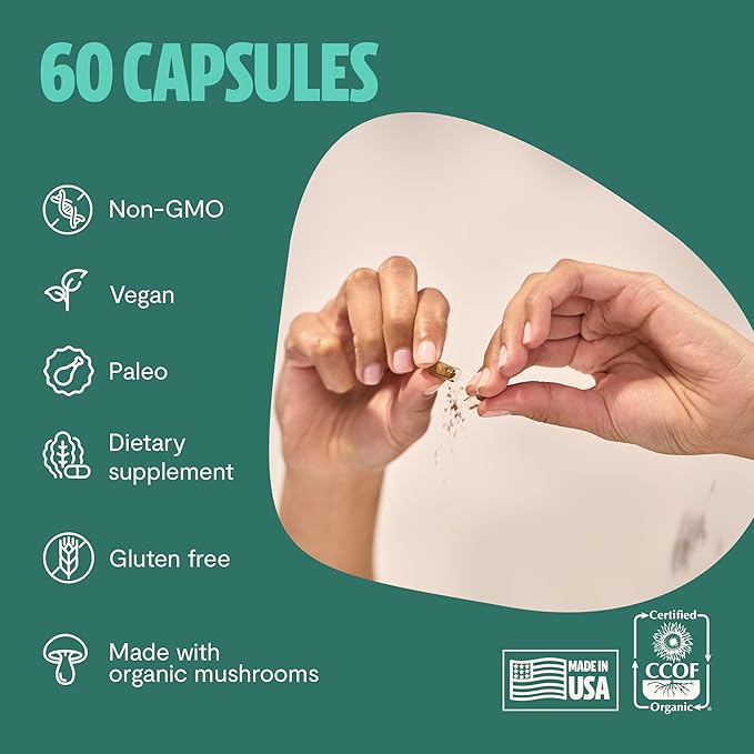FreshCap Ultimate Mushroom Supplement 12,000mg - Mushroom Complex Capsules, Organic Mushrooms Supplement, Nootropic Brain Supplements for Memory and Focus Ayurveda (60 Capsules)