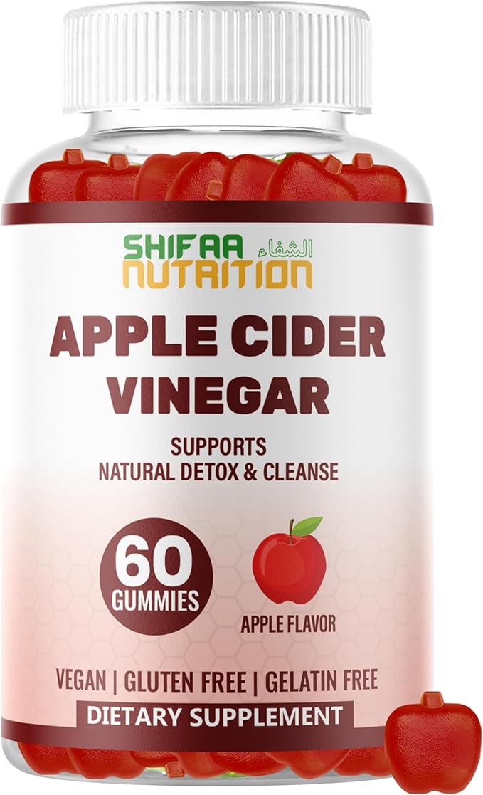 Halal Apple Cider Vinegar Gummies. Cleanse & Detox ACV Gummies for Immune Support & Digestion. Vegan, Non-GMO, Keto Friendly, Gelatin Free Apple Cider Gummies. 60 Count, 60 Servings
