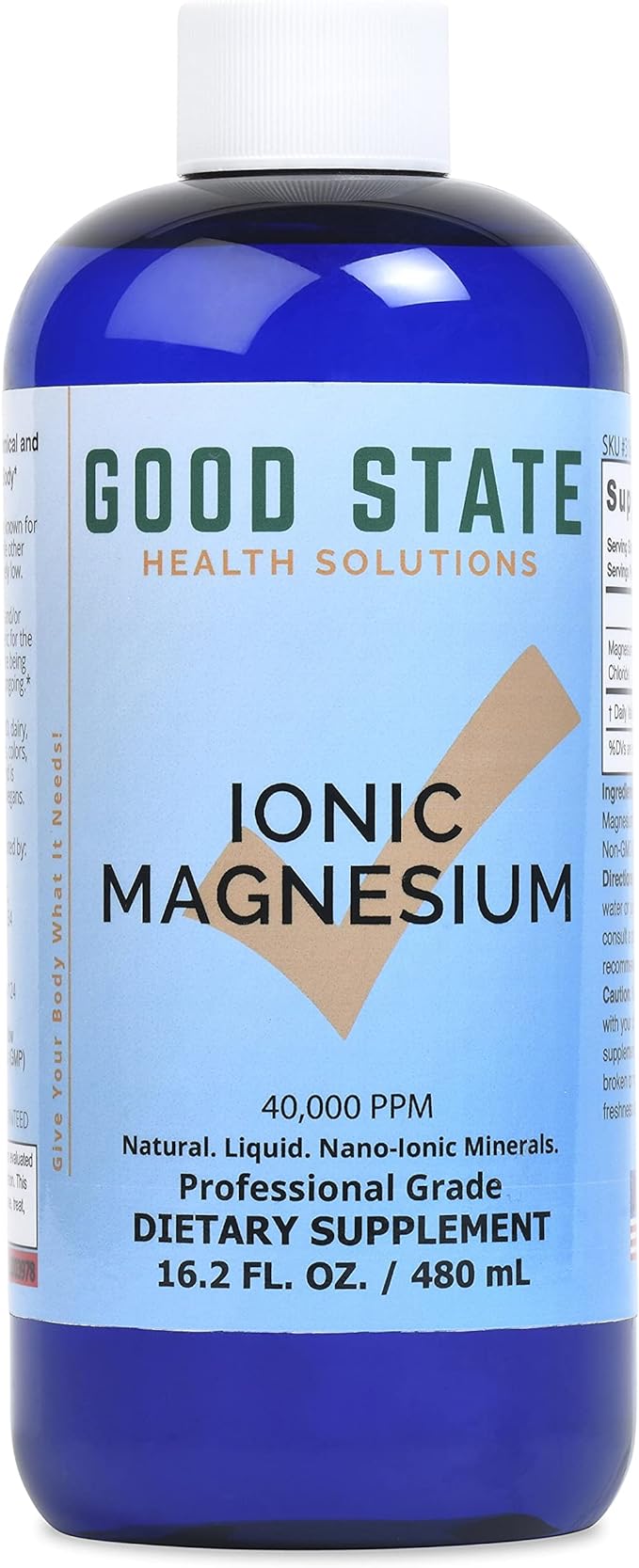 Good State | Ionic Magnesium 16 oz.| Natural | Nano Sized Mineral Technology | Professional Grade | Supports Healthy Chemical & Enzymes Reactions | 192 Servings at 100 mg per serving | 16 Fl oz Bottle