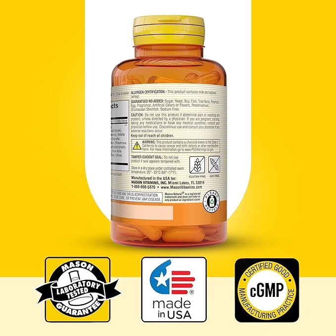 MASON NATURAL Herbal Colon Cleanser, 300 Day Supply, Dietary Supplement Supports Digestive Health with Soluble Fibers, Probiotics & Herbs, 3 Pack