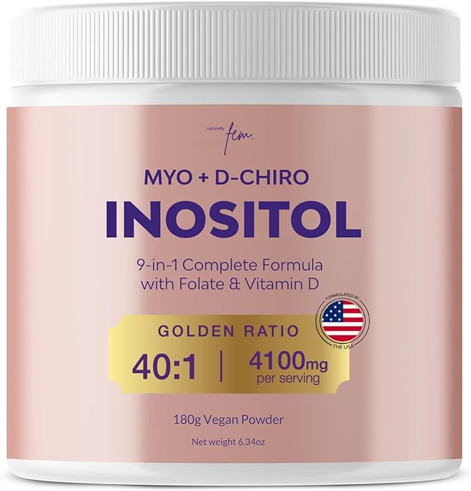QSTA Myo-Inositol & D-Chiro Inositol Supplement for Women 4100mg (40:1 Ratio) – 9-in-1 with Folate, Vitamin B6, B12, D3, Zinc & Chromium