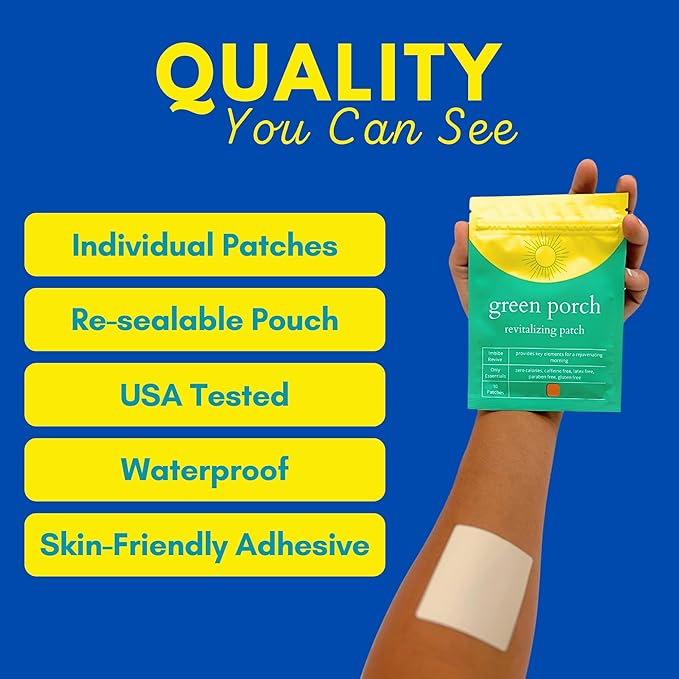 Premium Recovery Patches – Vitamin B12, Magnesium, Vitamin C, Folic Acid & Thiamine – Wellness, Energy Support & Travel – Skin-Friendly & Waterproof – 10 Individual Patches