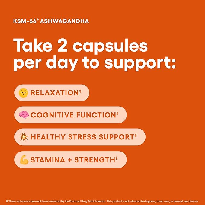 KSM-66 Ashwagandha Root Powder Extract - Stress, Mood, & Athletic Support - 1,000 MG of Clinically Studied KSM66 & Black Pepper for Maximum Absorption - 5% Withanolides - 60 Vegan Capsules