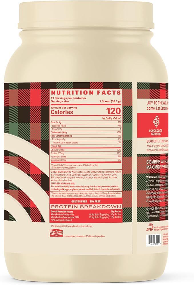 Podium Nutrition Whey Protein Powder, Peppermint Bark, 25g Protein Per Serving with Digestive Enzymes, Whey Protein Isolate & Concentrate, Gluten Free, Low Carb, Low Sugar & Soy Free, 27 Servings