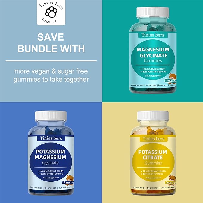 Magnesium Glycinate Gummies 500mg, Sugar Free for Adults & Kids, Best Magnesium Gummies for Sleep, Stress & Muscle Relief & Nerve Health, No Melatonin, Gluten Free, Non GMO, Vegan, Pectin, 60