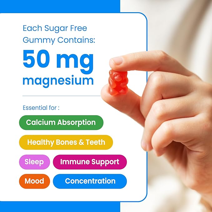NutraChamps 120 Kids Magnesium Gummies - Sugar Free Calm Magnesium Gummies for Kids - 4 Month Supply - Supports Bone Health, Sleep - Magnesium Citrate for Kids Supplement
