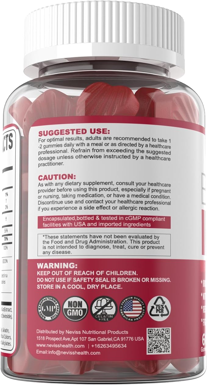 Beet Root Gummies with Iron, Methyl B12, Folate, Vitamin C, Increase Nitric Oxide & Iron Levels, Energy Support, Fight Fatigue, Beetroot & Gentle Iron Supplement for Women Men, Sugar Free, 120 Counts