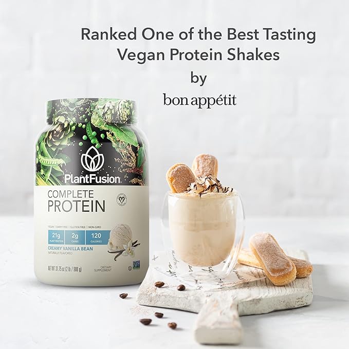 PlantFusion Complete Vegan Protein Powder - Plant Based Protein Powder With BCAAs, Digestive Enzymes and Pea Protein - Keto, Gluten Free, Soy Free, Non-Dairy, No Sugar, Non-GMO - Vanilla Bean 2 lb