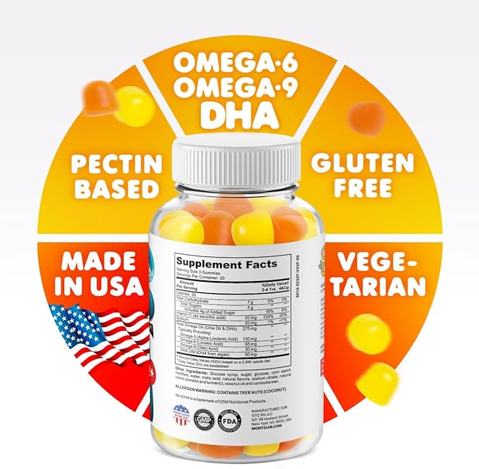 DR. MORITZ Vegan Omega 3 Gummies for Kids and Toddlers (90 Count), Omega 3 Kids Gummies for Brain and Heart Health, No Fish Oil and Gluten Free