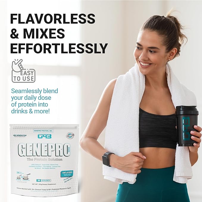 Unflavored Protein Powder - New Formula - Lactose-Free, Gluten-Free, & Non-GMO Whey Isolate Supplement Shake (3rd Generation, 30 Servings)