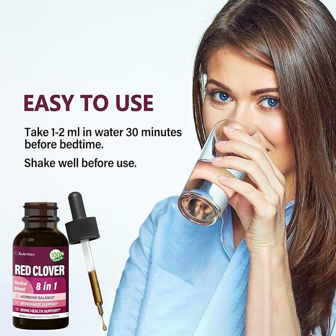 Red Clover Herb Drops for Women Health Balance, Dong Quai & Shatavari Extract Supplement for Menopause Hot Flashes Relief. 4 oz