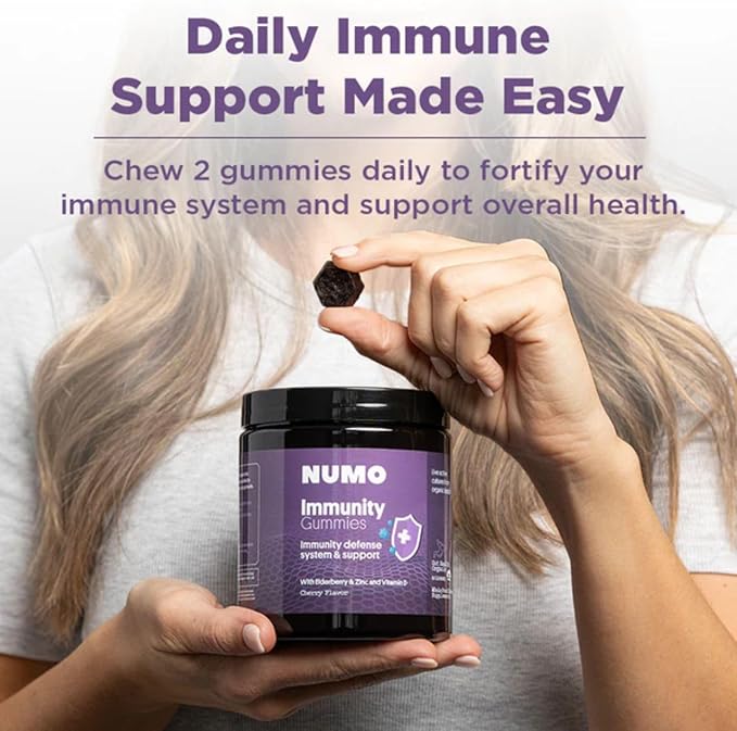 Numo Elderberry Gummies - Immune System Support with Antioxidants Supplement - Complete Formula with Sambucus Fruit, Vitamin D3, Zinc, Vitamin C, Probiotics - Organic, Vegan & Kosher - 60 Count