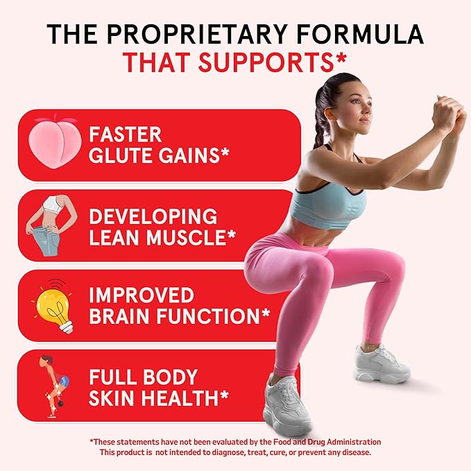 Creatine Monohydrate Powder, Glute Builder Creatine for Women with Collagen, BCAAs, 5g Vegan Micronized Creatine per Serving, for Energy, Muscle Support, 30 SVG, Strawberry Acai