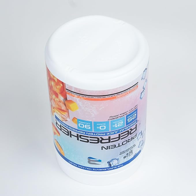 Protein Refresher (25 servings) - Revolutionary Juice-Type Whey Protein Powder for Fitness, Bodybuilding, Gym, or for bigger protein intake (25 Scoops, Peach Mango)