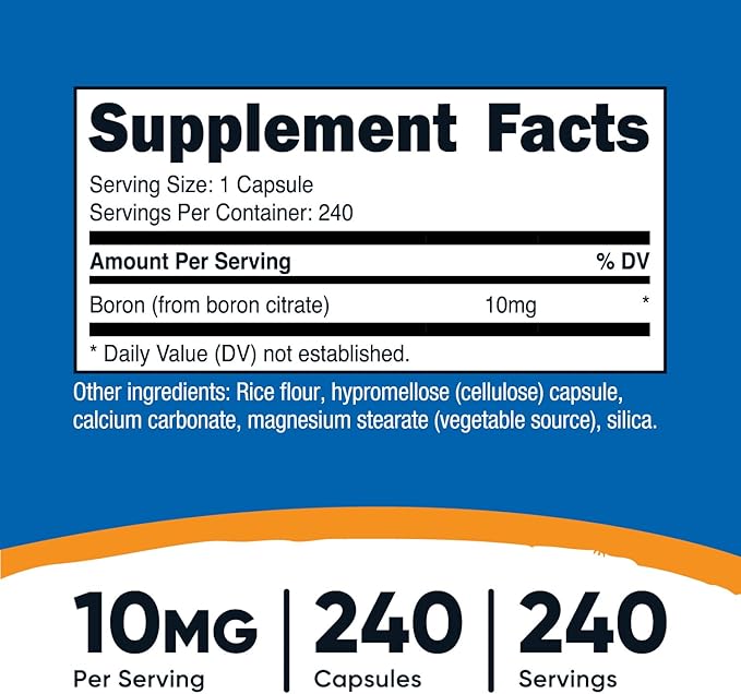 Nutricost Boron Capsules 10mg, 240 Vegetarian Capsules, Gluten Free and Non-GMO