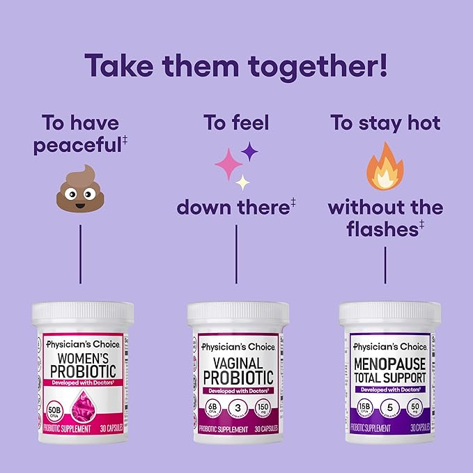 Physician's CHOICE Menopause Probiotic Supplement for Women - Supports Hormone Balance, Hot Flashes, Night Sweats, Weight Management, Bloating & Gut Health - with Black Cohosh, Resveratrol+ - 30ct