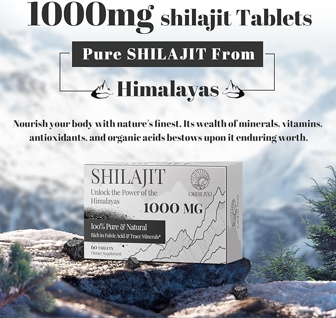 30,000 MG Shilajit Tablets, 100% Shilajit Pure Himalayan Organic, Shilajit for Men and Women Rich in Fulvic Acid & 85+ Trace Minerals, Shilajit Supplement for Energy & Immune System, 240 Count