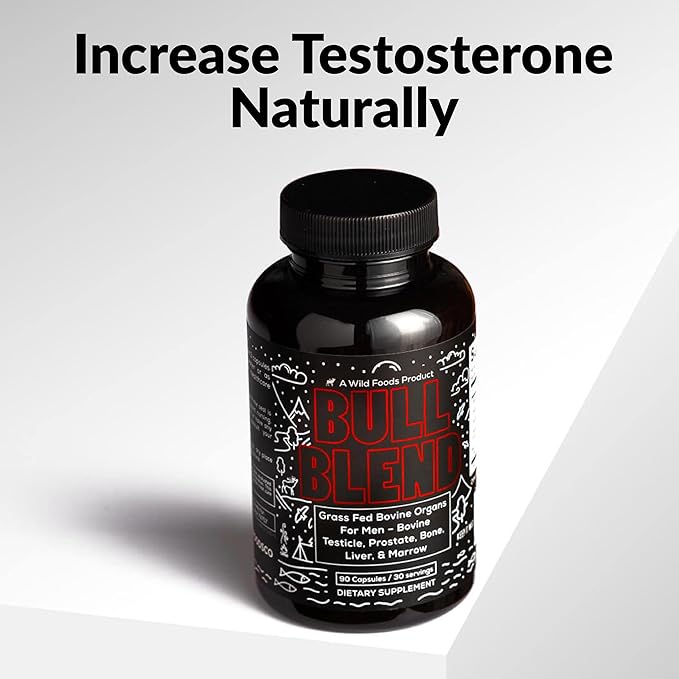 Wild Foods Men's Vitality Formula – Grass-Fed Bovine Supplement & Beef Liver Capsules with Testicle, Prostate, Whole Bone | Primal and Carnivore Diet Approved | 90 Organ Meat Capsules (30-Day Supply)