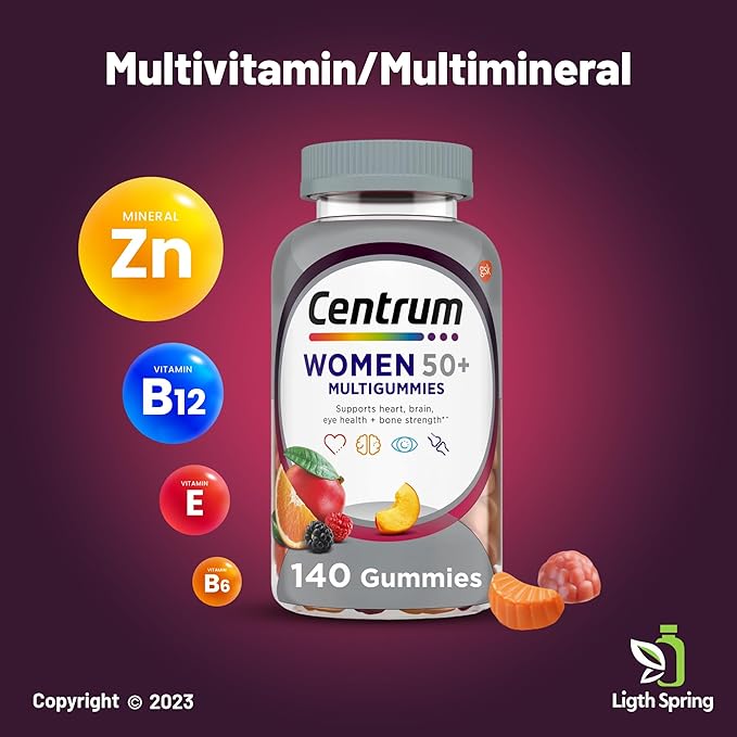 Women's Multivitamin Multigummies 50 + Dietary Supplement Gummies, 140 Count, with Better Ligth&Spring Guide