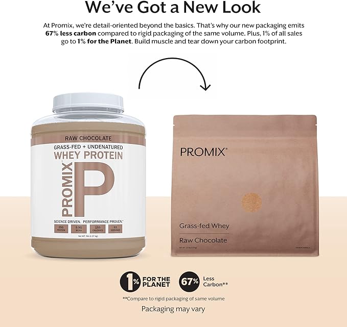 Promix Whey Protein Powder, Raw Chocolate - 5lb Bulk - Grass-Fed & 100% All Natural - Post Workout Fitness & Nutrition Shakes, Smoothies, Baking & Cooking Recipes - Gluten-Free & Keto-Friendly