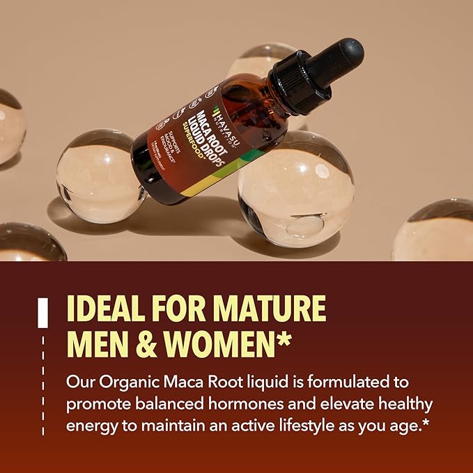 Organic Maca Root Drops Liquid - Supports Endurance, Mood, and Performance in Men & Women - Black Maca to Promote Overall Health & Support Fertility - Alcohol Free, Non-GMO, Vegan, Unflavored, 30mL